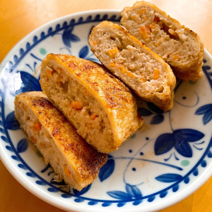食べ応え抜群!油揚げアレンジ★鶏肉(ひき肉)肉詰め
